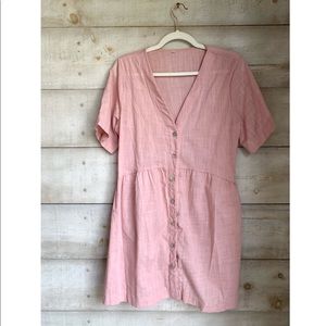 Pink babydoll linen dress